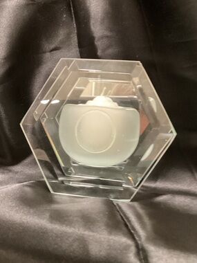 Hexagonal shaped Tealight Holder MCM, VTG double Glass encased holder